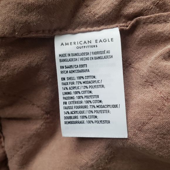 American Eagle military style parka faux fur hood mauve dusty rose medium crop - Picture 14 of 14